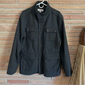 Men’s Calvin Klein Wool Blend Car Coat Peacoat Dark Gray Large